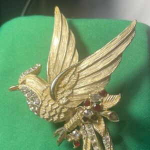 Old French Unique Elegant Brooch Bird Shape Colored Stones Boucher #205965017457